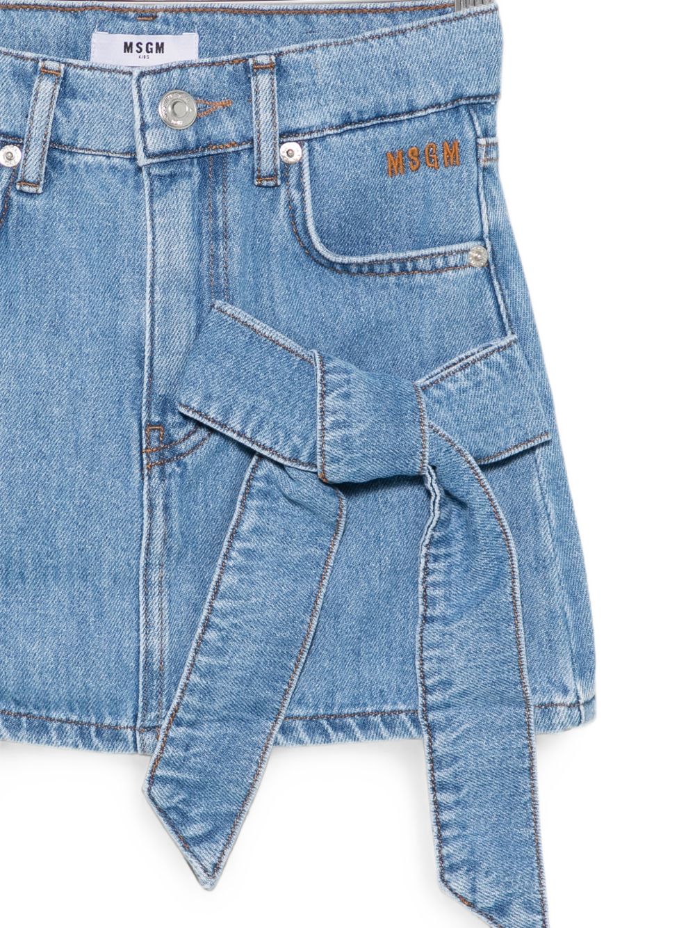 Gonna per bambina MSGM Kids azzurra con dettaglio con fiocco sul davanti F6MSJGSK049 126 MSGM KIDS 