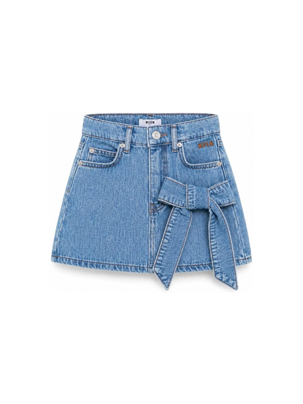 Gonna per bambina MSGM Kids azzurra con dettaglio con fiocco sul davanti F6MSJGSK049 126 MSGM KIDS 
