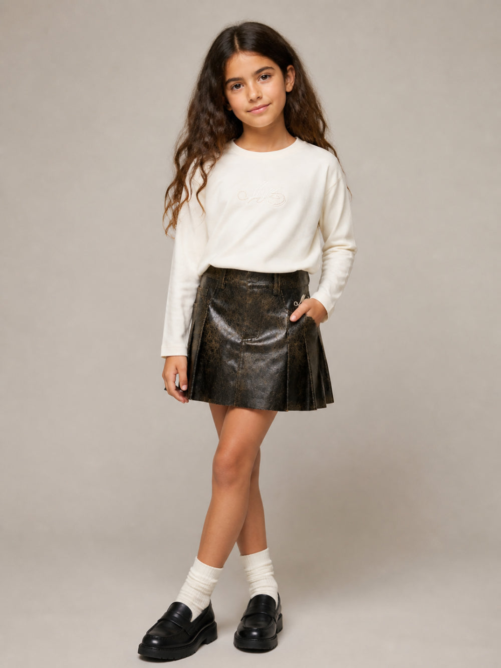 Gonna plissettata MSGM Kids nero con dettagli plissettati F6MSJGSK112 110 MSGM KIDS 