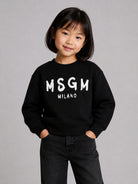 Felpa per bambina MSGM Kids nera con logo sul davanti F6MSJGSW047 110 MSGM KIDS 