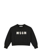 Felpa per bambina MSGM Kids nera con logo applicato F6MSJGSW068 110 MSGM KIDS 