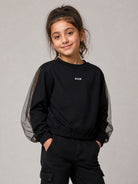 Felpa per bambina MSGM Kids nera con stampa logo sul davanti F6MSJGSW123 110 MSGM KIDS 