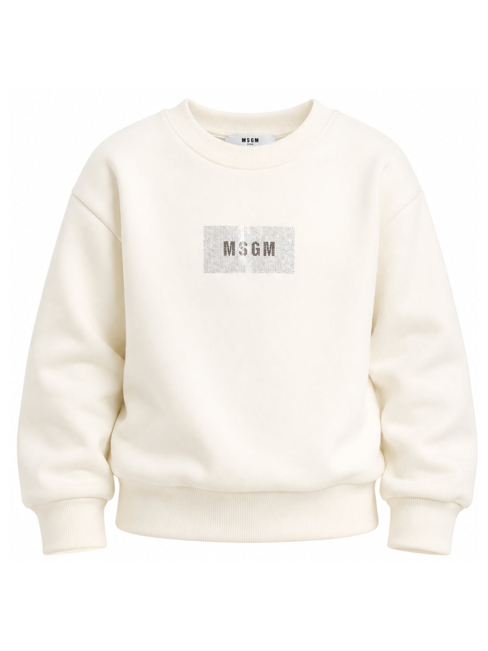 Felpa per bambina MSGM Kids bianca con logo con glitter F6MSJGSW208 013 MSGM KIDS 