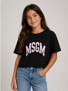 T-shirt per bambina MSGM Kids nera con stampa grafica F6MSJGTH042 110 MSGM KIDS 