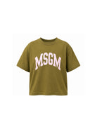 T-shirt per bambina MSGM Kids verde con design crop F6MSJGTH042 MS089 MSGM KIDS 