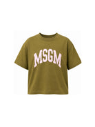 T-shirt per bambina MSGM Kids verde con design crop F6MSJGTH042 MS089 MSGM KIDS 