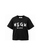 T-shirt per bambina MSGM Kids nera con stampa grafica logo F6MSJGTH046 110 MSGM KIDS 