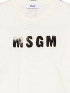 T-shirt per bambina MSGM Kids beige con patch logo F6MSJGTH067 013 MSGM KIDS 