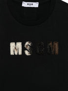 T-shirt per bambina MSGM Kids nera con patch logo sul davanti F6MSJGTH067 110 MSGM KIDS 