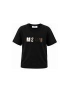 T-shirt per bambina MSGM Kids nera con patch logo sul davanti F6MSJGTH067 110 MSGM KIDS 