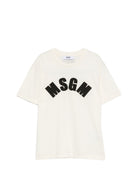 T-shirt per bambina MSGM Kids bianca con patch logo F6MSJGTH096 013/05 MSGM KIDS 