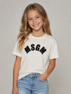 T-shirt per bambina MSGM Kids bianca con patch logo F6MSJGTH096 013/05 MSGM KIDS 