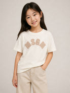 T-shirt per bambina MSGM Kids bianca con patch logo F6MSJGTH096 MS059 MSGM KIDS 