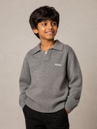 Maglione per bambino MSGM Kids grigio con scollo a V F6MSJUJP326 271 MSGM KIDS 