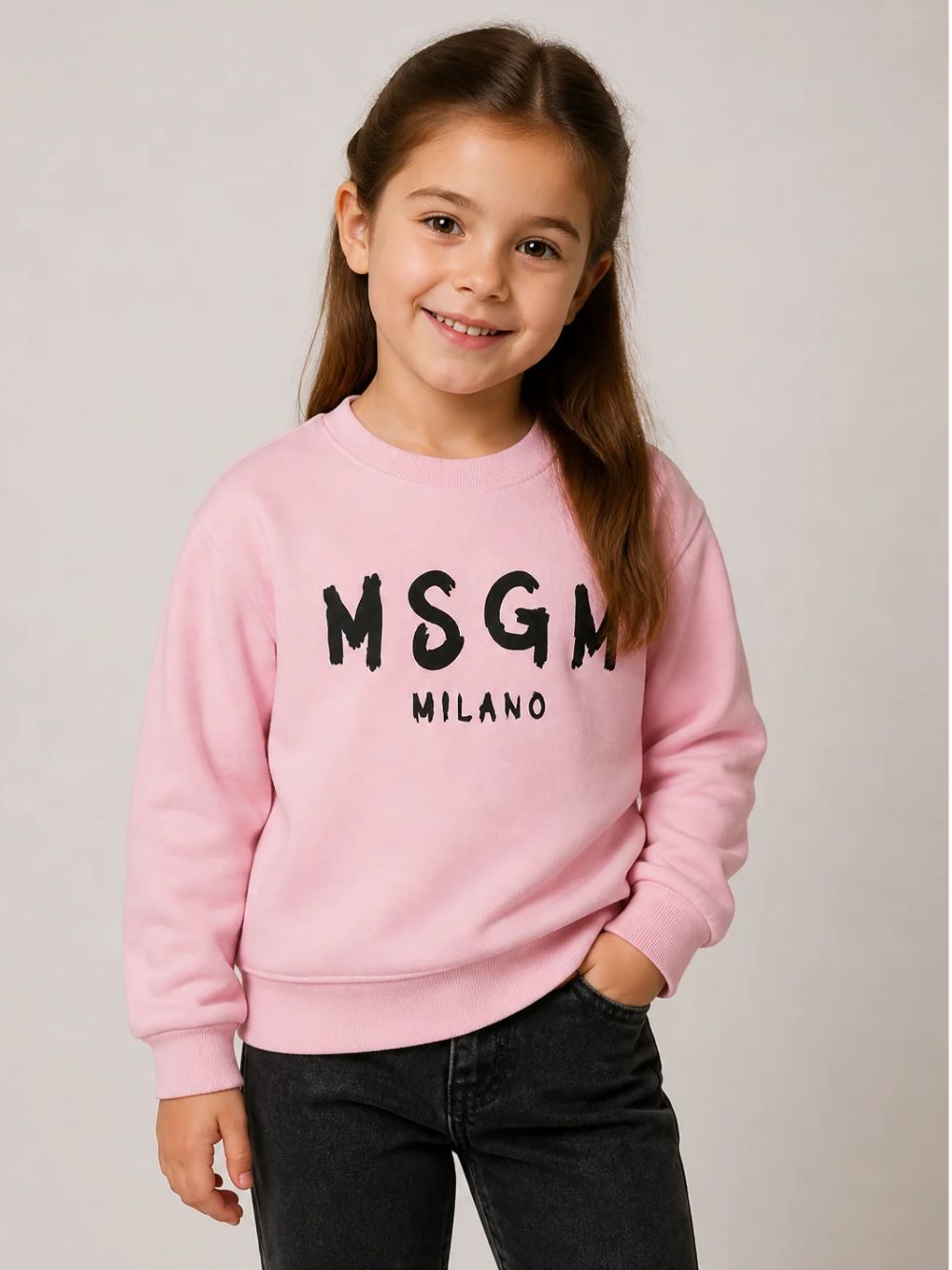 Felpa per bambina MSGM Kids rosa con stampa logo sul davanti F6MSJUSW0009 MS090 MSGM KIDS 