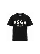 T-shirt per bambini MSGM Kids nera con stampa grafica logo F6MSJUTH010 110 MSGM KIDS 