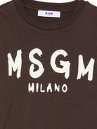 T-shirt per bambini MSGM Kids marrone con stampa grafica logo F6MSJUTH010 943 MSGM KIDS 