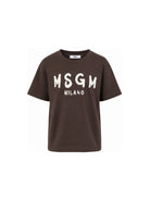 T-shirt per bambini MSGM Kids marrone con stampa grafica logo F6MSJUTH010 943 MSGM KIDS 