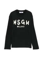 T-shirt per bambini MSGM Kids nera con stampa grafica F6MSJUTH012 110 MSGM KIDS 