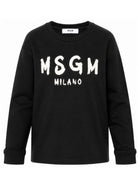 T-shirt per bambini MSGM Kids nera con stampa grafica F6MSJUTH012 110 MSGM KIDS 