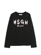 T-shirt per bambini MSGM Kids nera con stampa grafica F6MSJUTH012 MS092 MSGM KIDS 