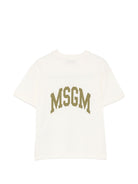 T-shirt per bambini MSGM Kids bianco avorio con stampa del logo F6MSJUTH027 013 MSGM KIDS 
