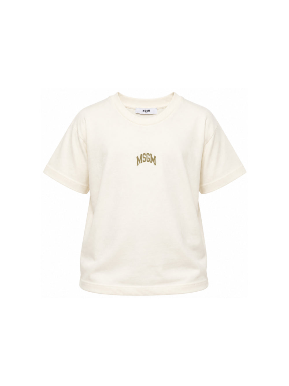 T-shirt per bambini MSGM Kids bianco avorio con stampa del logo F6MSJUTH027 013 MSGM KIDS 