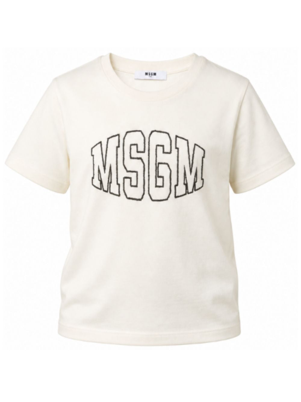 T-shirt per bambini MSGM Kids bianco avorio con logo sul davanti F6MSJUTH038 013 MSGM KIDS 
