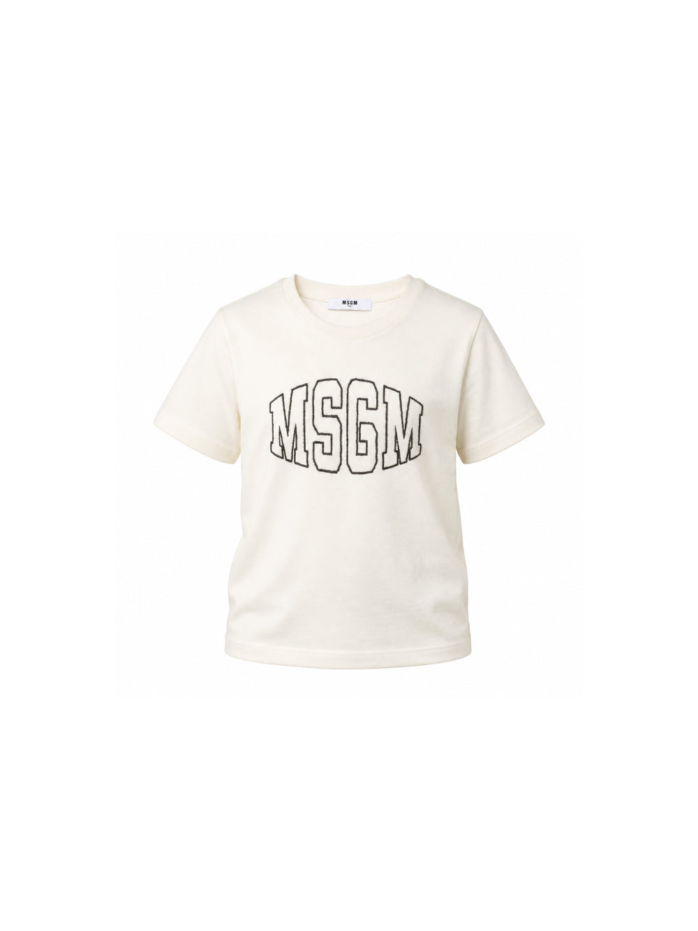 T-shirt per bambini MSGM Kids bianco avorio con logo sul davanti F6MSJUTH038 013 MSGM KIDS 