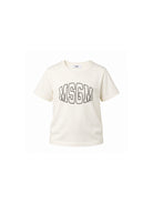 T-shirt per bambini MSGM Kids bianco avorio con logo sul davanti F6MSJUTH038 013 MSGM KIDS 