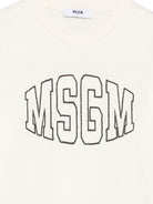 T-shirt per bambini MSGM Kids bianco avorio con logo sul davanti F6MSJUTH038 013 MSGM KIDS 