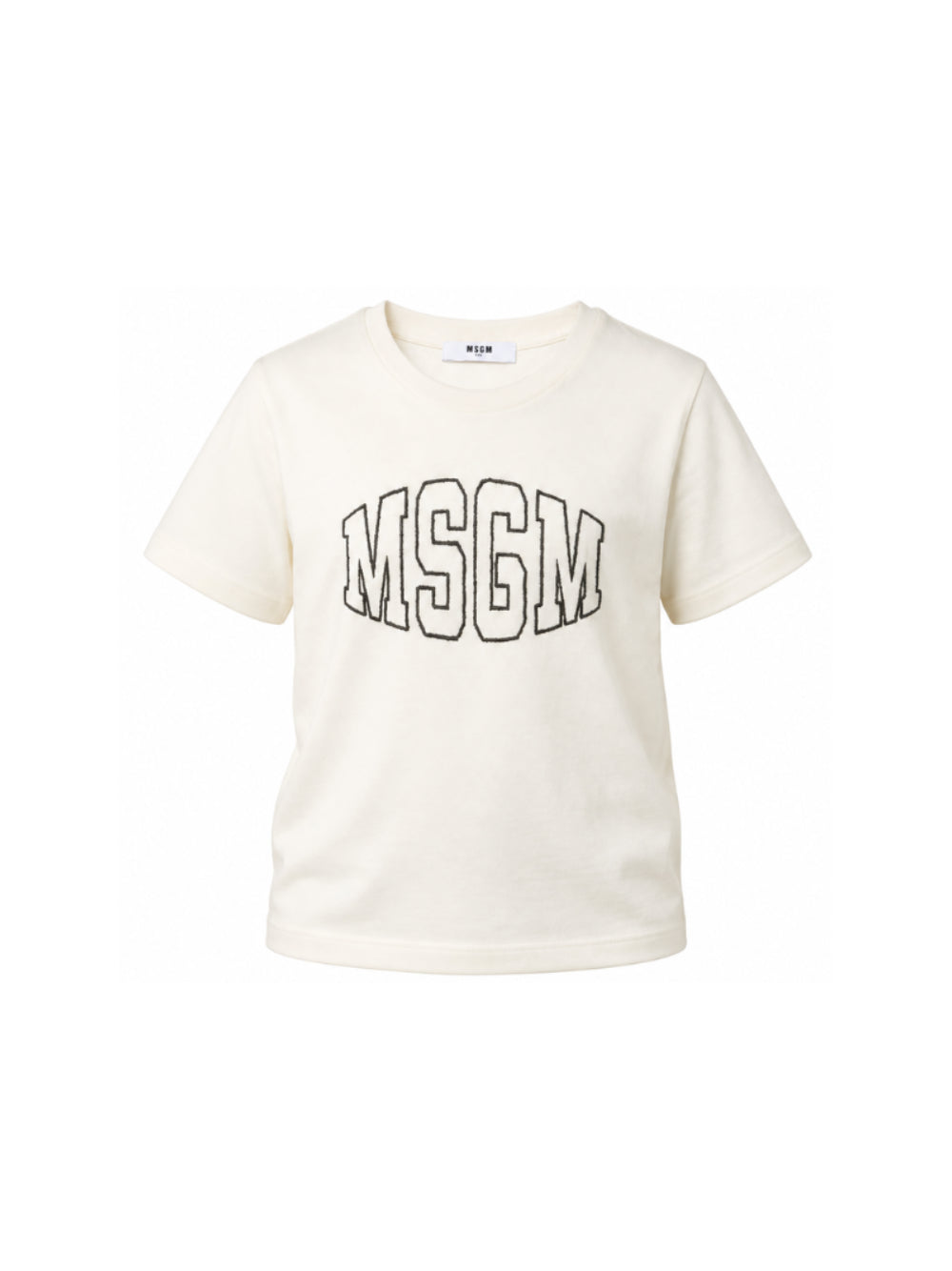 T-shirt per bambini MSGM Kids bianco avorio con logo sul davanti F6MSJUTH038 013 MSGM KIDS 