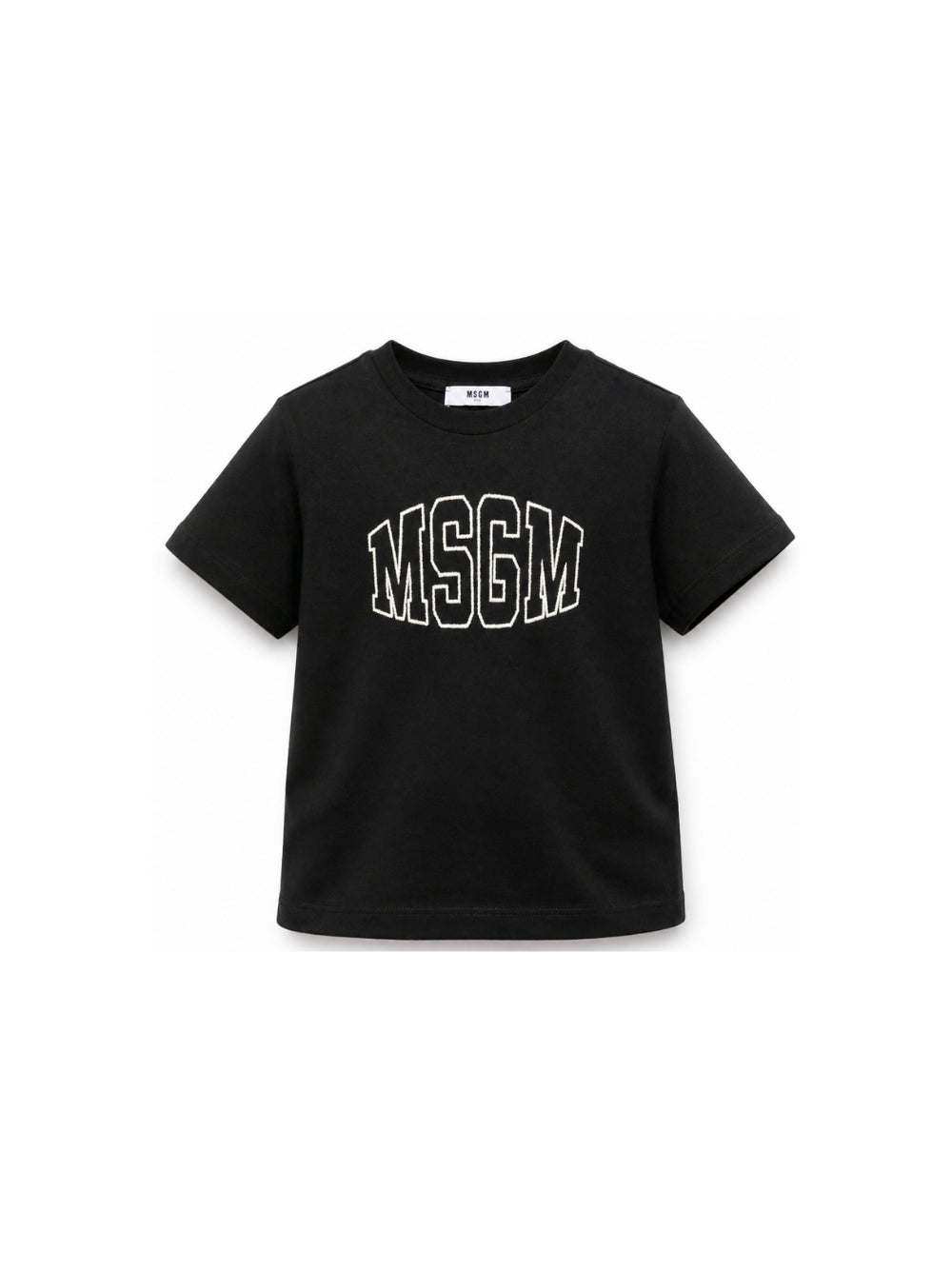 T-shirt per bambini MSGM Kids nera con logo ricamato F6MSJUTH038 110 MSGM KIDS 
