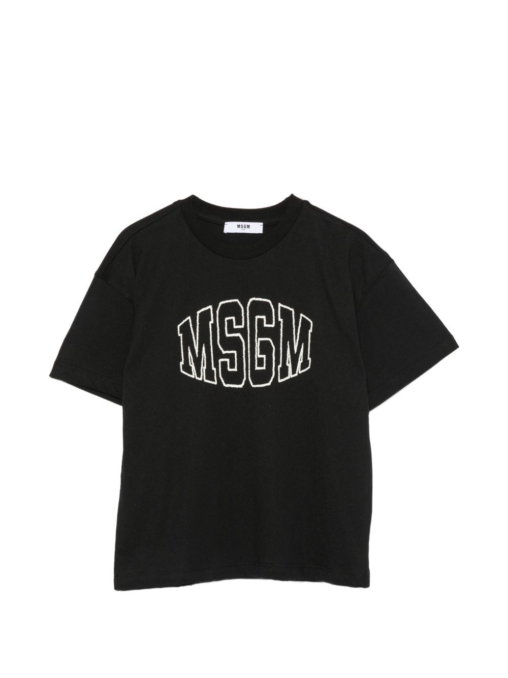 T-shirt per bambini MSGM Kids nera con logo ricamato F6MSJUTH038 110 MSGM KIDS 