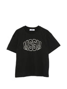 T-shirt per bambini MSGM Kids nera con logo ricamato F6MSJUTH038 110 MSGM KIDS 
