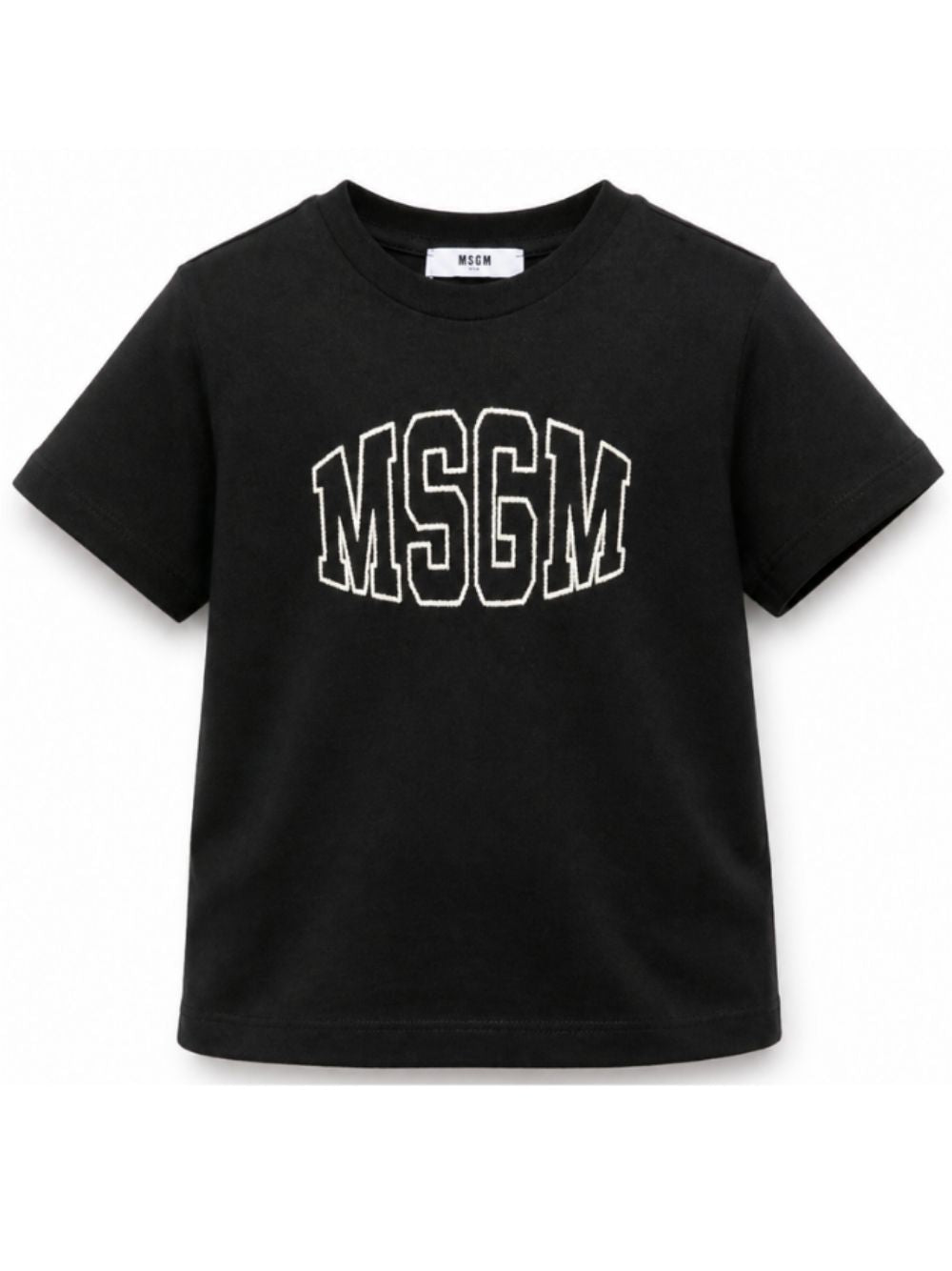 T-shirt per bambini MSGM Kids nera con logo ricamato F6MSJUTH038 110 MSGM KIDS 