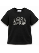 T-shirt per bambini MSGM Kids nera con logo ricamato F6MSJUTH038 110 MSGM KIDS 