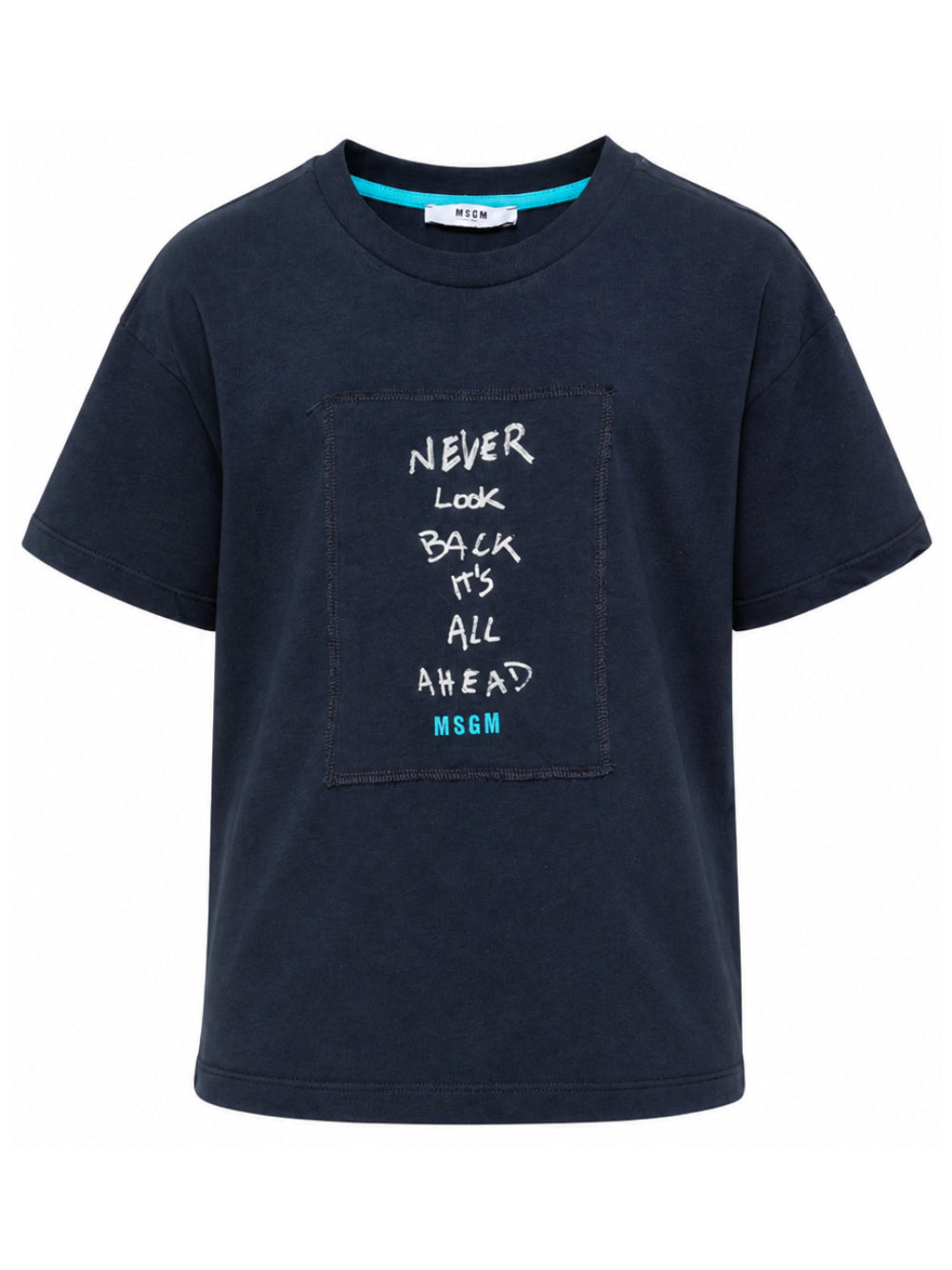 T-shirt per bambino MSGM Kids blu con applicazione sul davanti F6MSJUTH195 MS032 MSGM KIDS 