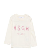 T-shirt per neonata MSGM Kids bianca con logo sul davanti F6MSNGTH367 013 MSGM KIDS 