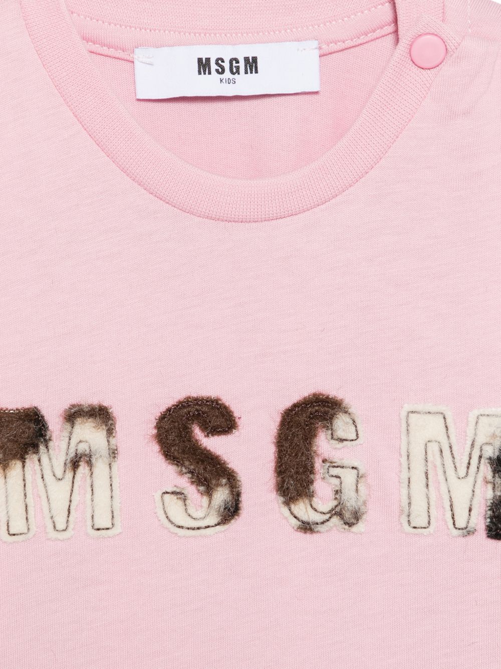 T-shirt per neonata Msgm Kids rosa con toppa con logo sul davanti F6MSNGTH369 MS090 MSGM KIDS 