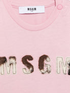T-shirt per neonata Msgm Kids rosa con toppa con logo sul davanti F6MSNGTH369 MS090 MSGM KIDS 