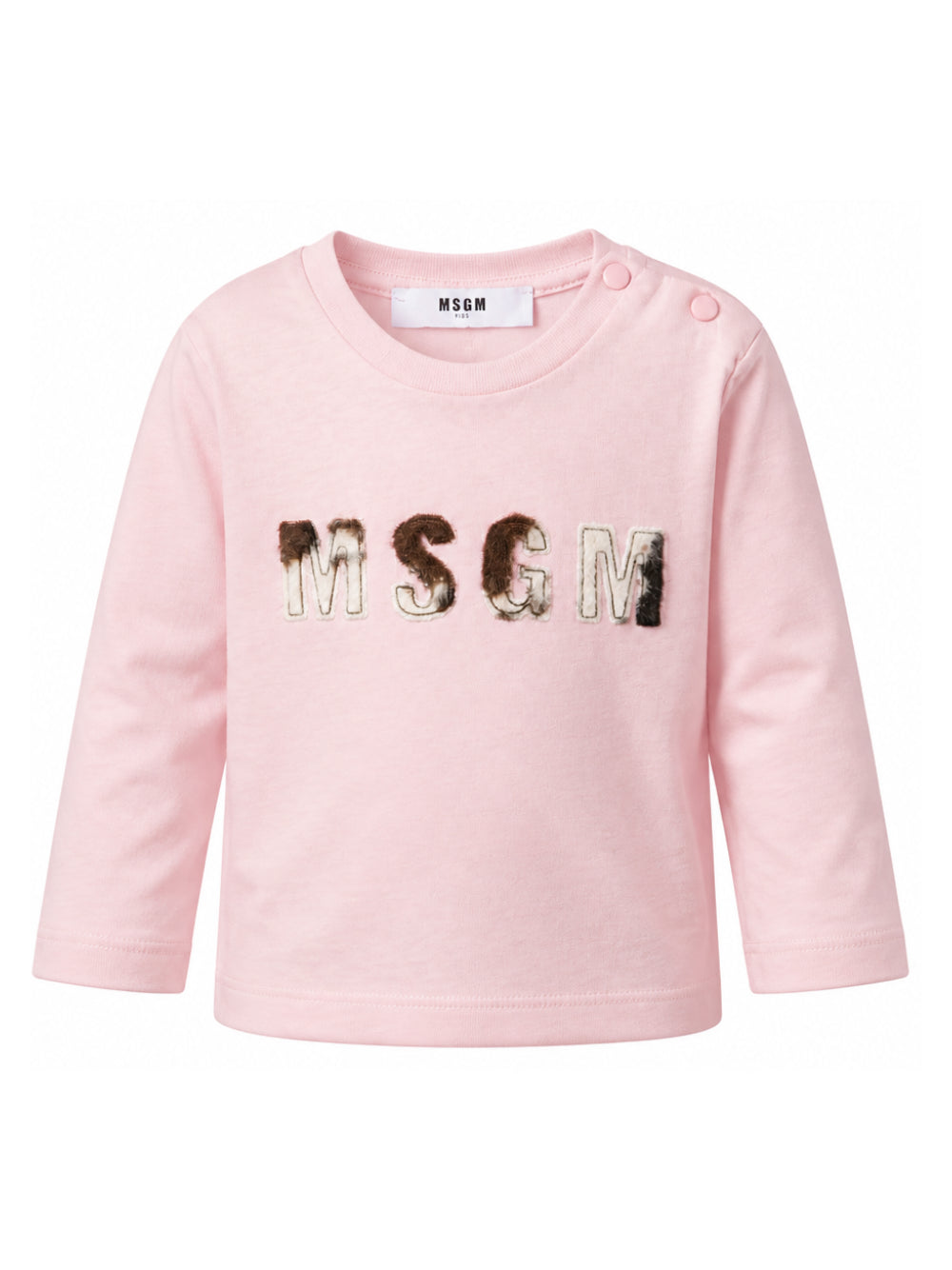 T-shirt per neonata Msgm Kids rosa con toppa con logo sul davanti F6MSNGTH369 MS090 MSGM KIDS 