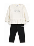 Completo per neonata MSGM Kids bianco e nero con logo sul davanti F6MSNGTL328 013/05 MSGM KIDS 