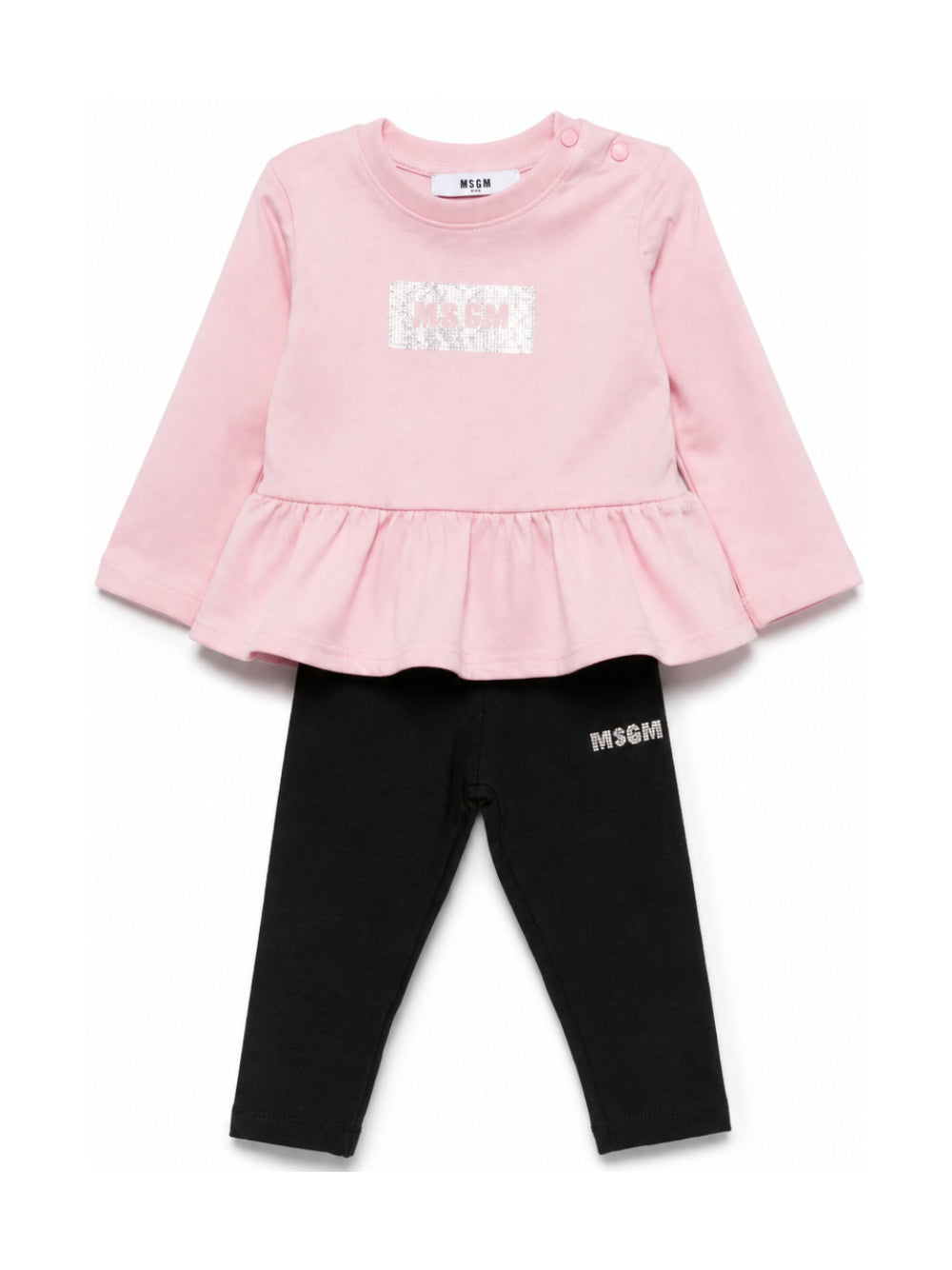 Completo per neonata MSGM Kids rosa e nero con logo sul davanti F6MSNGTL328 MS100 MSGM KIDS 