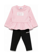Completo per neonata MSGM Kids rosa e nero con logo sul davanti F6MSNGTL328 MS100 MSGM KIDS 