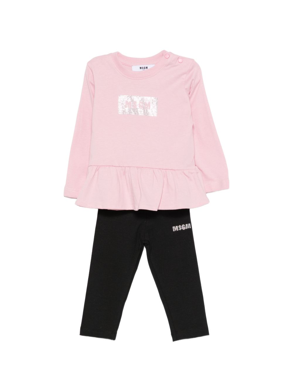 Completo per neonata MSGM Kids rosa e nero con logo sul davanti F6MSNGTL328 MS100 MSGM KIDS 