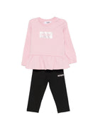 Completo per neonata MSGM Kids rosa e nero con logo sul davanti F6MSNGTL328 MS100 MSGM KIDS 