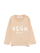 T-shirt per neonato Msgm Kids beige con stampa logo sul davanti F6MSUNTH345 MS030 MSGM KIDS 