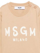 T-shirt per neonato Msgm Kids beige con stampa logo sul davanti F6MSUNTH345 MS030 MSGM KIDS 