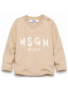 T-shirt per neonato Msgm Kids beige con stampa logo sul davanti F6MSUNTH345 MS030 MSGM KIDS 